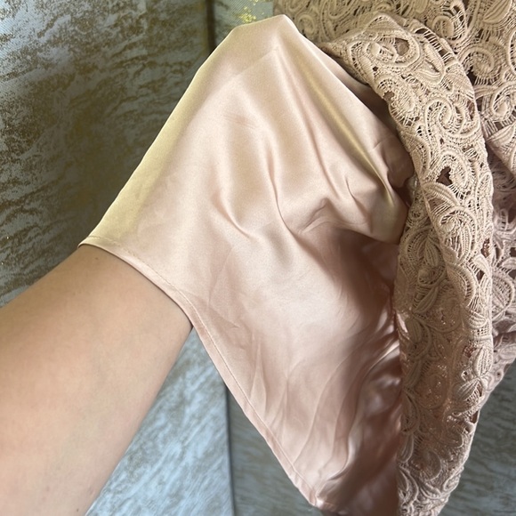Zara Women’s Blush Pink Guipure Lace Knee Length Dress Size S - Picture 9 of 17